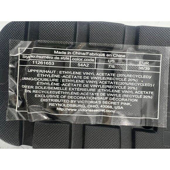 VS Pink 7/8 Black EVA Slide Sandals Platform Chunky Pool Shower Beach Shoes - Picture 3 of 10